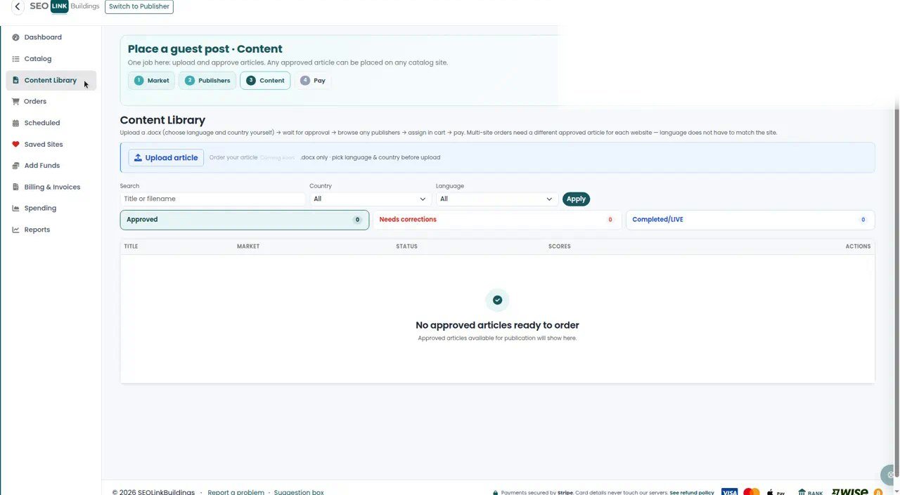 Uploading and managing articles in the advertiser content library